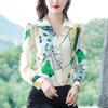 Spring Elegant Chiffon Blouse Women Long Sleeve Fashion Shirt Hide Belly Tops for Middle Age Mom