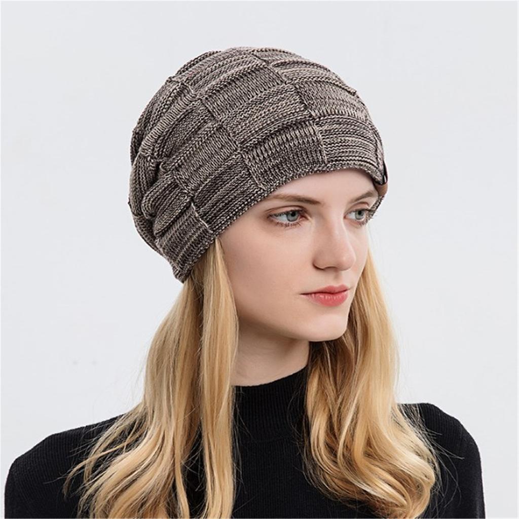 Winter Teenagers Beanie Hat Slouchy Plush Liner Hat Checkered Pattern Hat Adult Winter Shopping Taking Photo Supplies