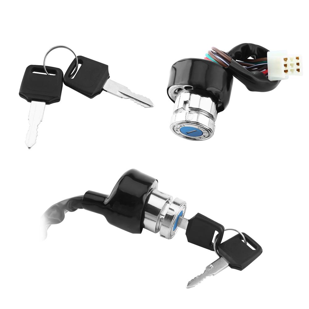 Universal Car Motorcycle 6 Wire In 9 Pin Plug Ignition Switch 3 Position 2 Keys