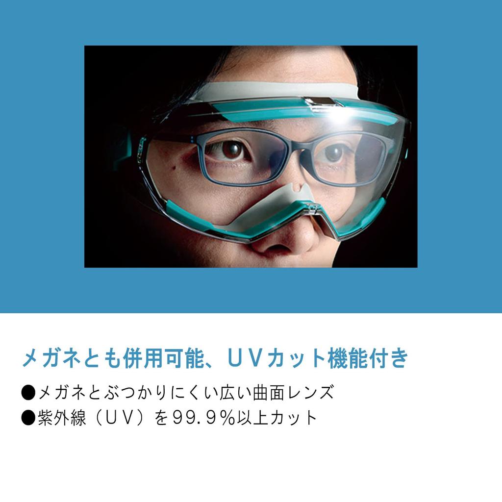 Midori Anzen Vision Verte Safety Glasses VG505F UV Compatible with Eyewear and Masks NV, Ventless, Double-Sided Anti-Fog, Protection,
