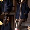 Hooded Color Block Denim Jacket - Spring Style, Long Sleeve, Loose Fit, Casual Korean Academic Trend.