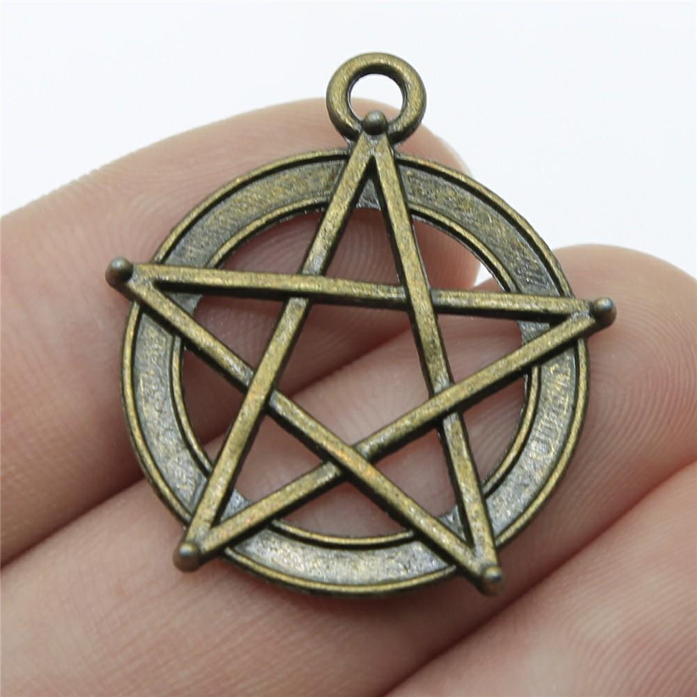 10pcs Charms Witch Star Pentagram Tibetan Bronze Silver Color Pendants Antique Jewelry Making DIY Handmade Craft Pendant