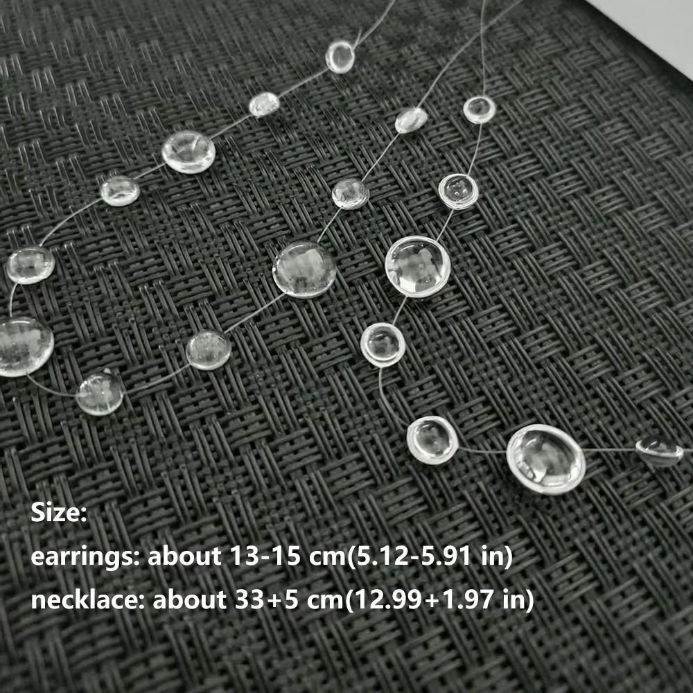 Handmade Dewdrop Necklace Transparent Dew Rain Earrings Water Drop Earrings  for Women Teen Girls