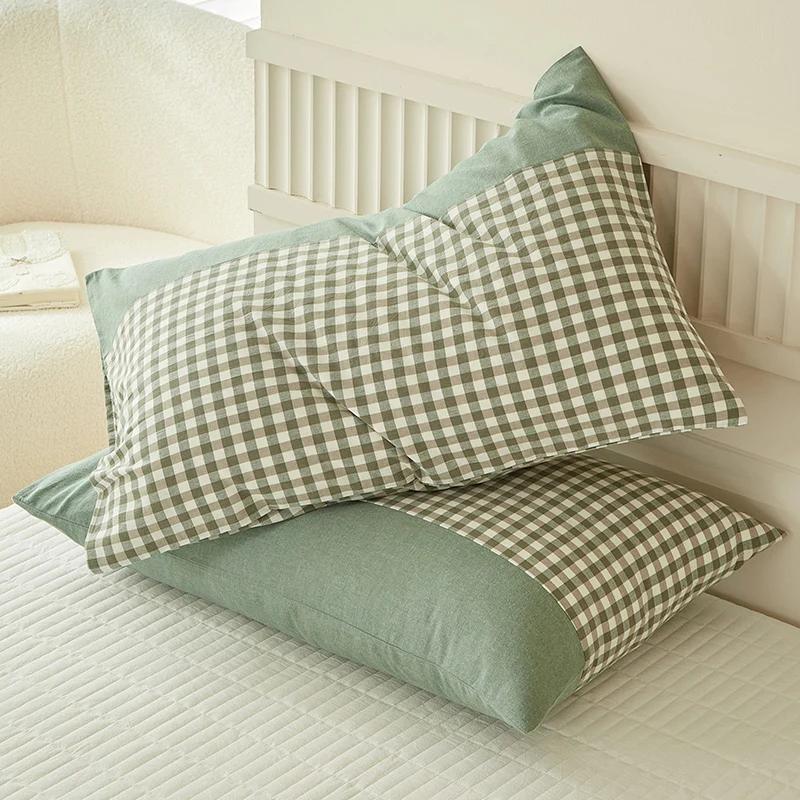 Cotton Pillowcase High-Quality Envelope Pillowcover Chequer Pattern Bedding Sleep Pillow Case 48x74cm Cushion Cover 11 Colors