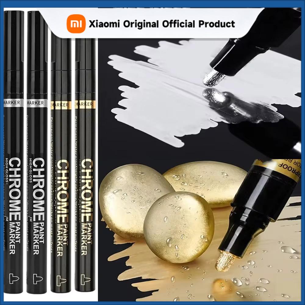 Xiaomi 5/1pcs Chrome Pen Marker Mirror Waterproof Paint Repair For Rock Ceramic Glass Metallic Gold/Silver 2mm Nib