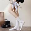 Black And White Socks Women'S Autumn And Winter Tube Socks Japanese Solid Color Calf Socks Cotton Korean Version Knee Socks Zhuji Socks Wome