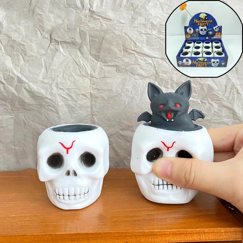 Süßes Halloween Quetsch-Herausspring-Spielzeug Geist Kürbis Geist Schädel Fledermaus Squishy Fidget Spielzeug Für Erwachsene Angstlinderung Entspannungsspielzeug