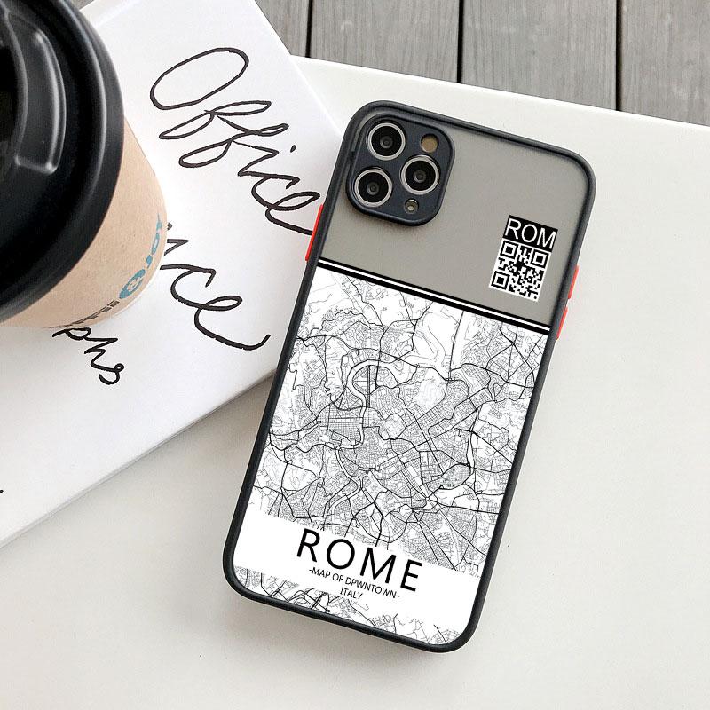 Ins Travel Country Sketch City Map Phone Case For iPhone 8 7 Plus SE2 15 14 11 12 13 Pro Max Mini X XR XS Shockproof Funda Shell