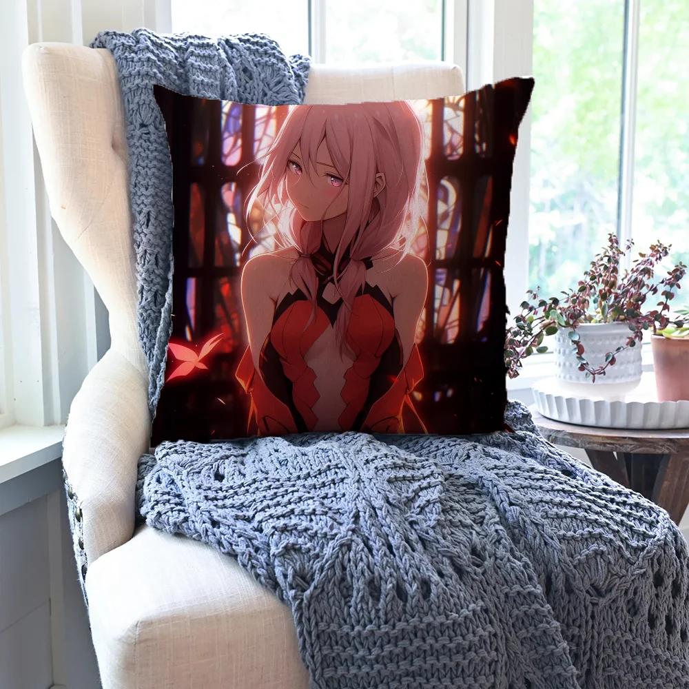 Yuzuriha Inori Animation G-Guilty C-Crown Pillow Case Square Pillow Bedroom SofaLeisure ComfortLiving Room Home Decoration 40X40