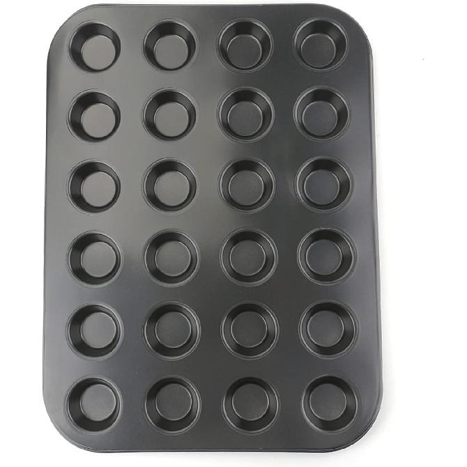 Kingrol 24-Cup Nonstick Mini Cupcake & Muffin Pans, Carbon Steel Baking Pans, Cake Moulds - 2 Pack