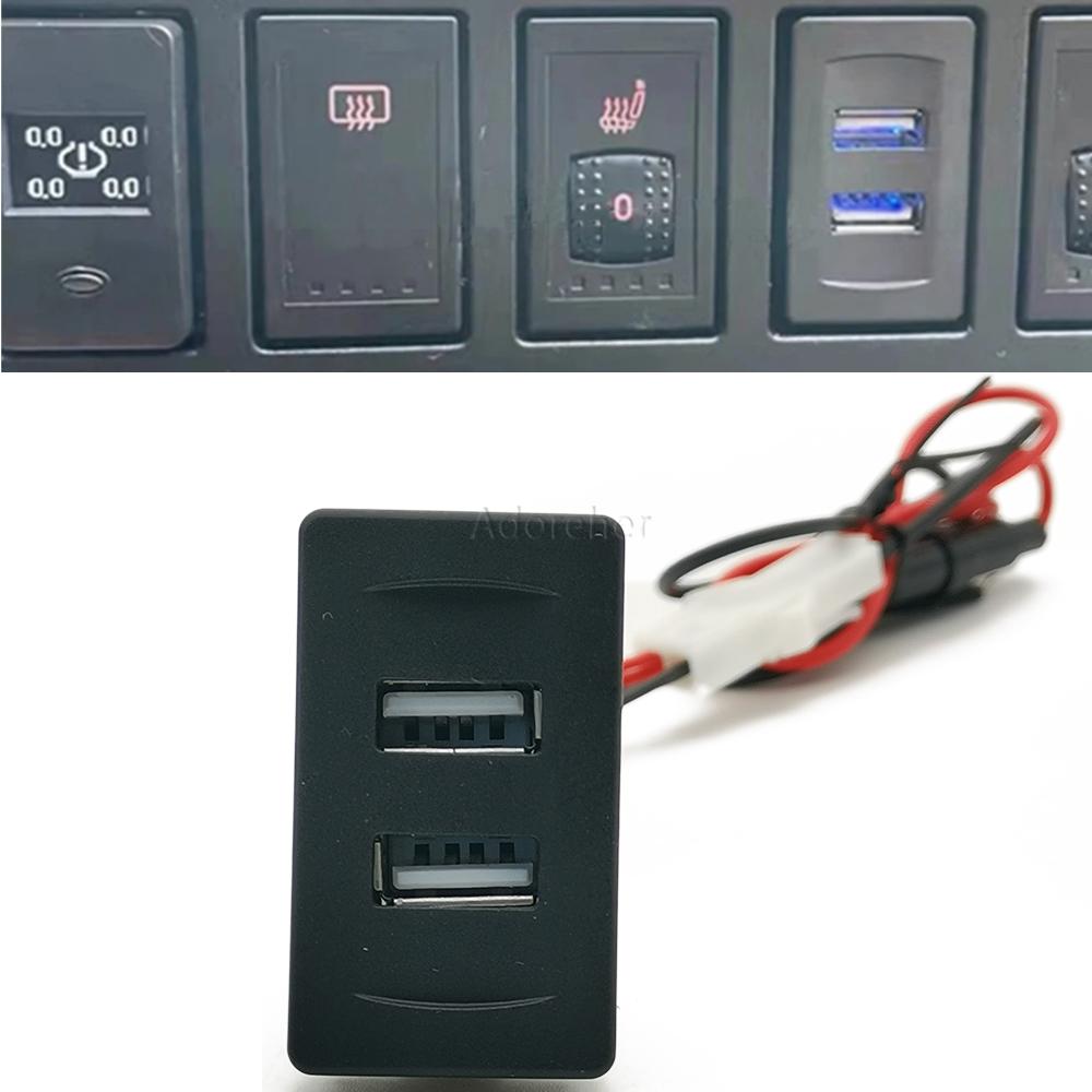 1PC Fit For VW Transport T4 Car Dual USB Charger Socket Blue Light Dual USB Port Power Charging Adapter