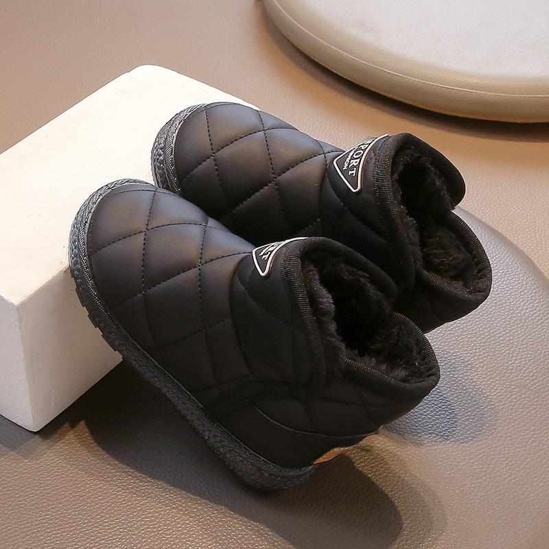 Fashion solid color children's snow cotton 2025 winter explosion baby girl warm short boots thickened boys cotton boots