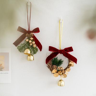 Noel Jingle Çanları Kapı Askısı Dekor Kelebek Düğüm Çam Kozalağı Çelenk Kolye Süs Noel Hediyesi Ev Dekorasyonu