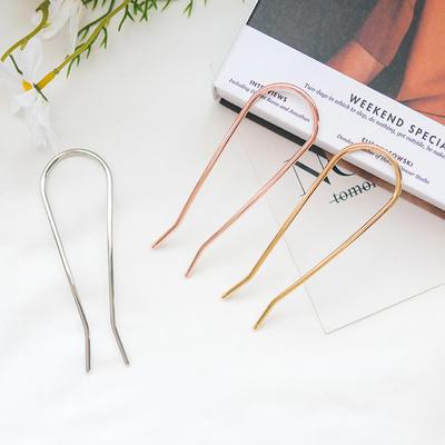 Metal U-Shaped Hair Fork Elegant Simple Alloy Long Thick Hair French Hairpin Hair Stick Women Girls Hair Clip Hair Accessories