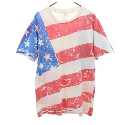 90s Old American Flag Made In the USA Stars and Stripes Short Sleeve T-shirt Men's Used
