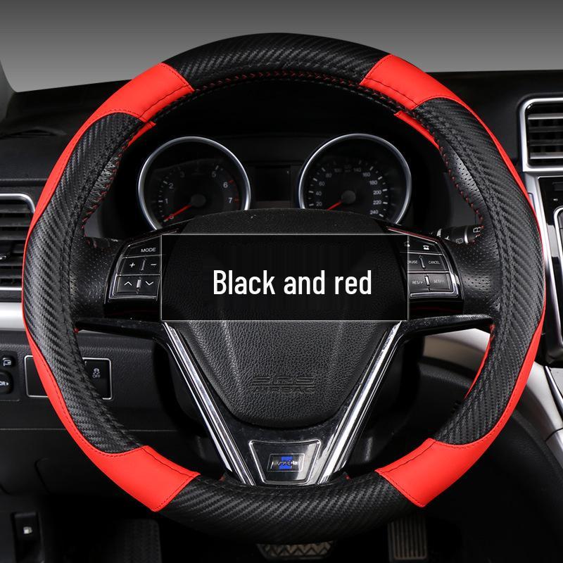 Ultra-Thin Leather Steering Wheel Cover - All-Season, Non-Slip, Sweat-Absorbent