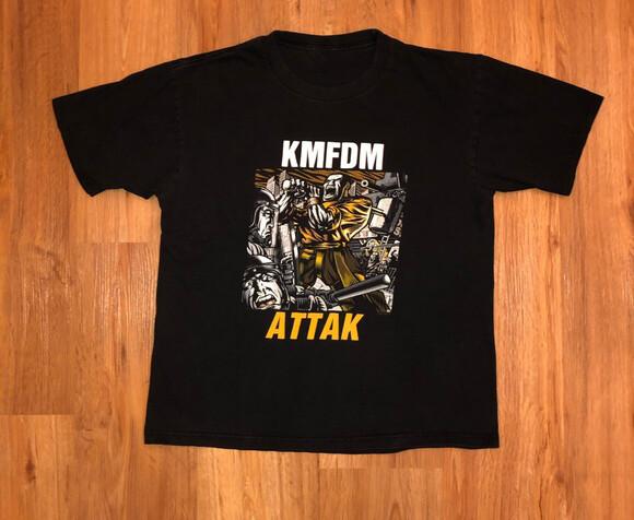 

Нова Вінтажна 2002 KMFDM Attak Подарунок Сім я Бавовняна Чорна Всі розміри Футболка E445 Унісекс Футболка M