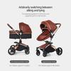 360° Rotating Baby Stroller: High View, Reclines, Foldable, Shock-Absorbing Eggshell Design