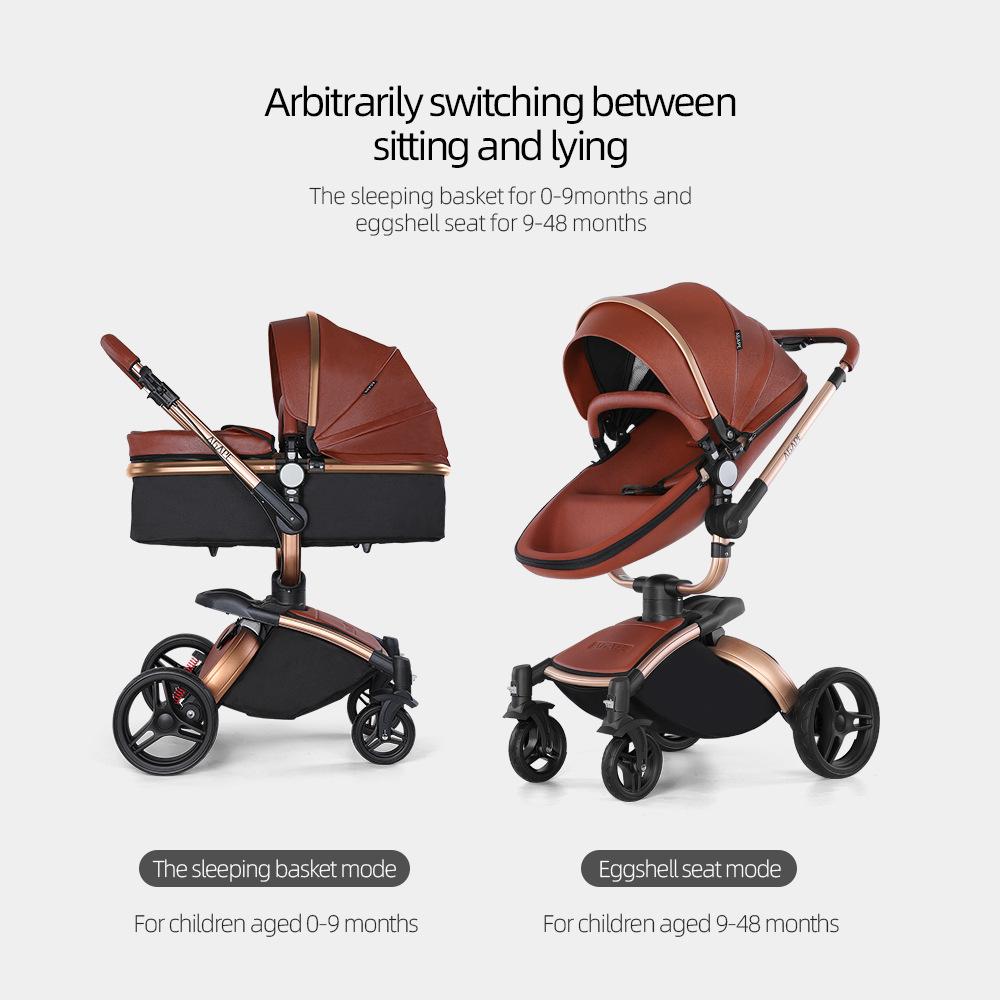 360° Rotating Baby Stroller: High View, Reclines, Foldable, Shock-Absorbing Eggshell Design