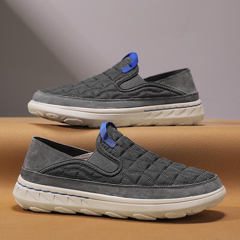 

Повседневные мужские кроссовки, удобная внешняя вулканизированная обувь на толстой подошве, трендовые нескользящие лоферы без шнуровки с мягкой подошвой и круглым носком 46 серый