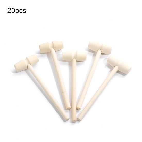

20Pcs Mallets Faces Mini Double Wood Chocolate Smashing Hammers for Kids