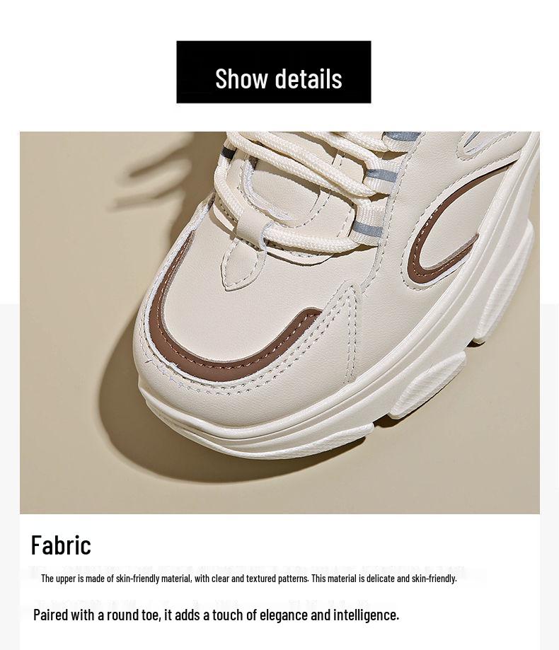 Women's Genuine Leather Dad Shoes - Stylish, Non-slip, Thick Sole Casual Sneakers for Autumn/Winter