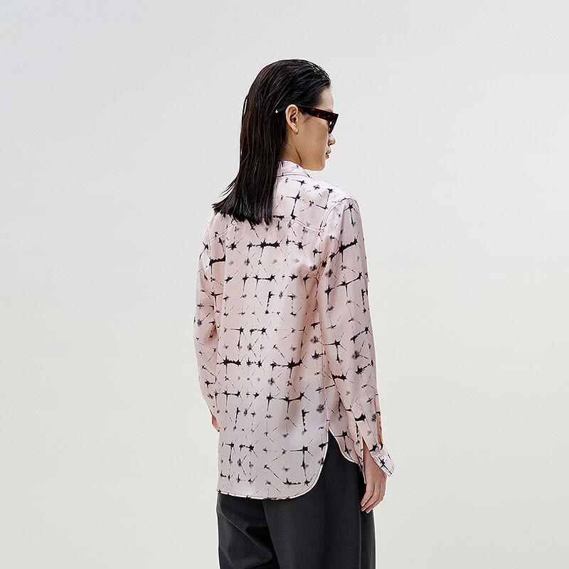 LESS 2025 Spring Loose-Fit Mulberry Silk Long Shirt