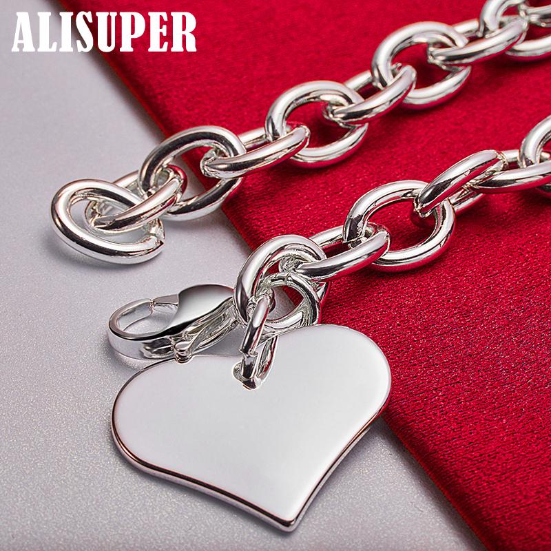 925 Sterling Silver Heart Love Wisiorek Bransoletka Biżuteria