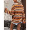 Damen S Locker Mode Langarm Strickoberteil Rundhalsausschnitt Geometrisches Muster