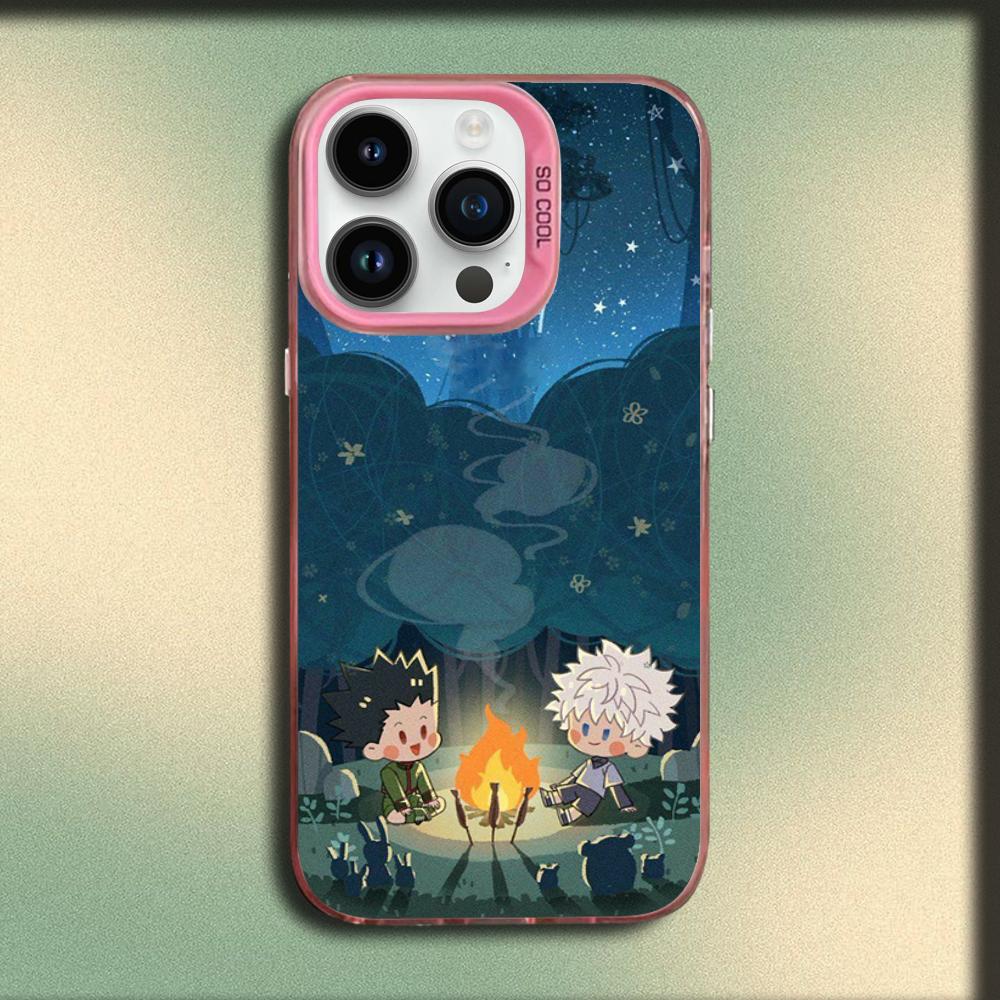 Anime H-Hunter Hunter Killua Phone Case For iPhone 16,15,14,13,12,11,Mini,Pro,SE,MAX Pink Matte Silicone Cover iPhone13
