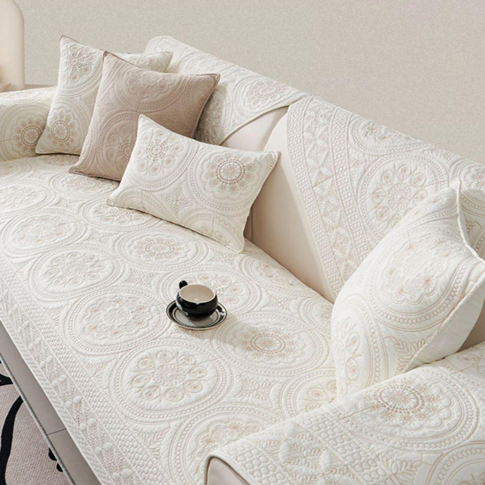 Embossed Sofa Cushion, Pet-Proof Anti-Slip Wear-Resistant Sofa Cover, All-Season Machine-Washable for 2 To 4-Seater L-Shaped Corner Sofas