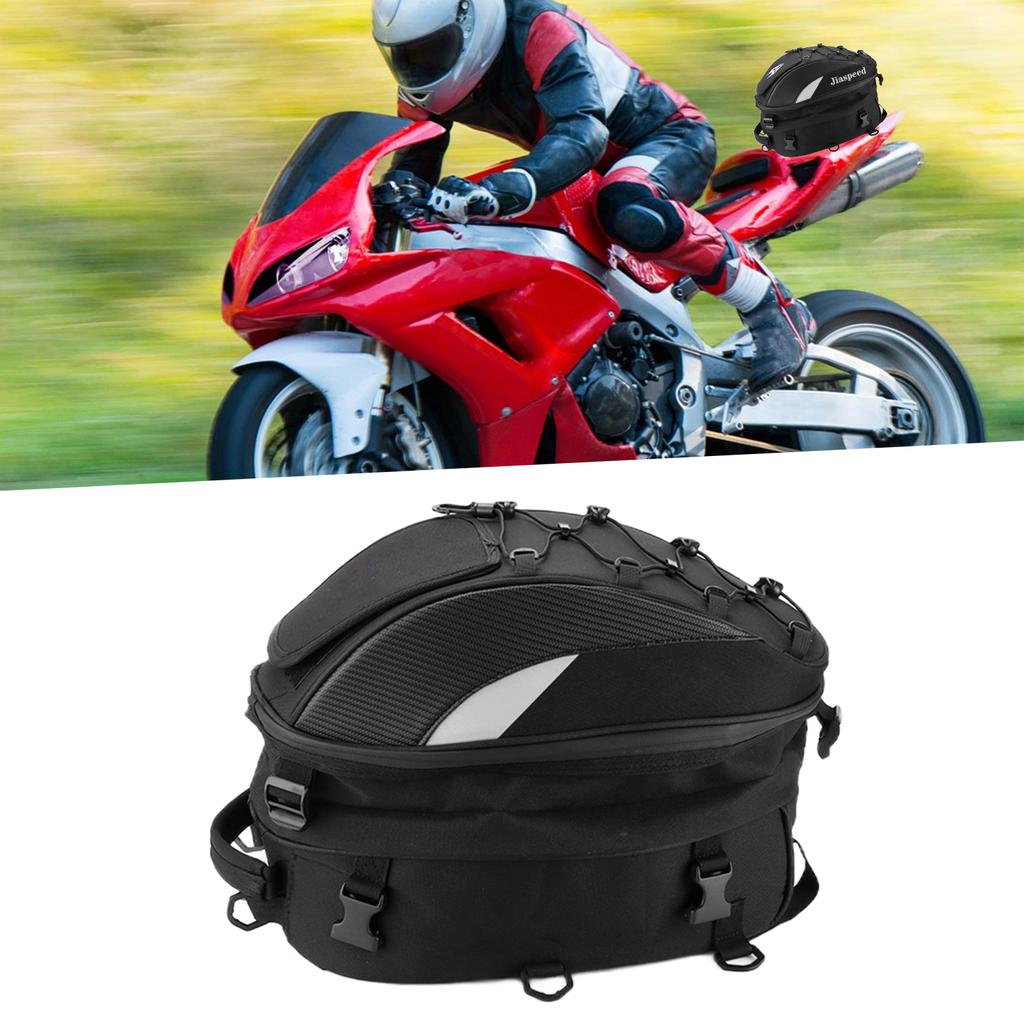Motorcycle Rear Seat Bag Pack Waterproof Oxford Cloth HighDensity Woven Reflective (Red )