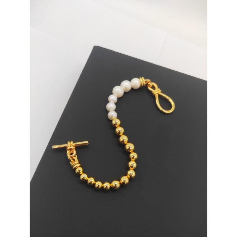 Meier New arrivalins style misjia special-shaped pearl metal bracelet gold finish interlocking bracelet