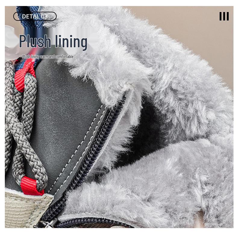 Winter New Children's Cotton Sports Shoes, Soft Sole Snow Boots with Fleece for Boys and Girls