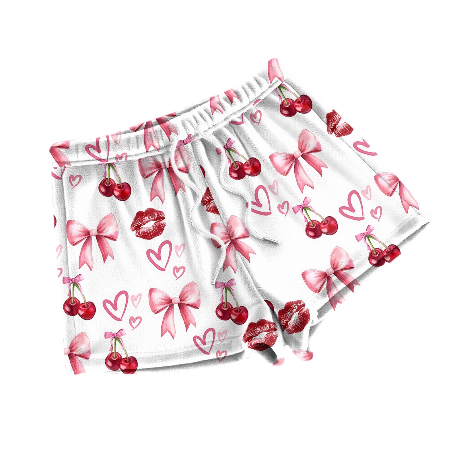 

Women s Fashion Sleep Pants Valentine s Day Printed Casual Plush Shorts XL рожевий