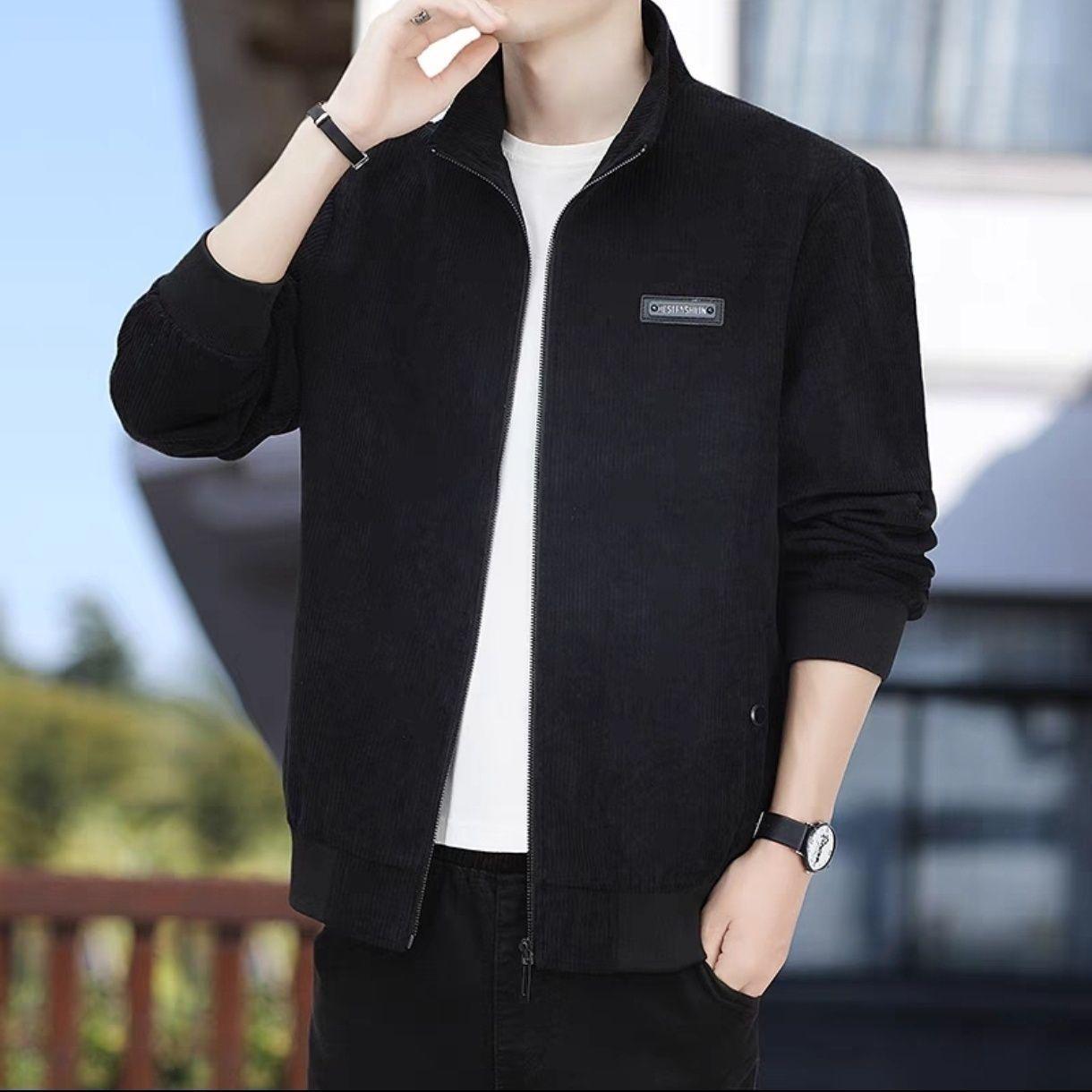 

Men s Striped Corduroy Jacket - Versatile Spring & Autumn Coat M: 85-105 jin