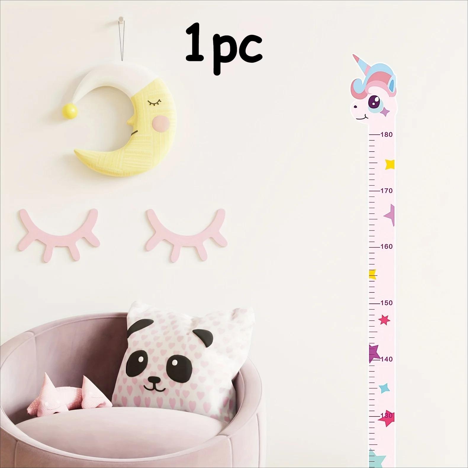 

2pcs/1pc Pink Adorable Cartoon Animal Height Chart Wall Decal - Self-Adhesive, Easy Install Growth Measurement Sticker
