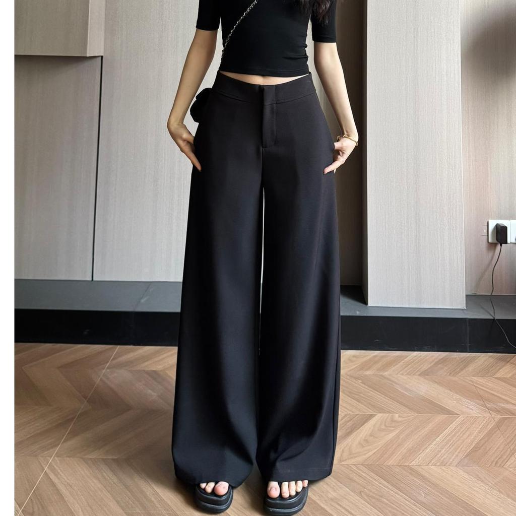 Women's High Waist Wide Leg Drape Suit Pants - 2026 Spring/Autumn Old Money Style