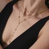 Collier long en acier inoxydable de qualité supérieure Style nez de cochon tendance Pendentif goutte forme Y Collier étanche pour femmes Filles Bijoux
