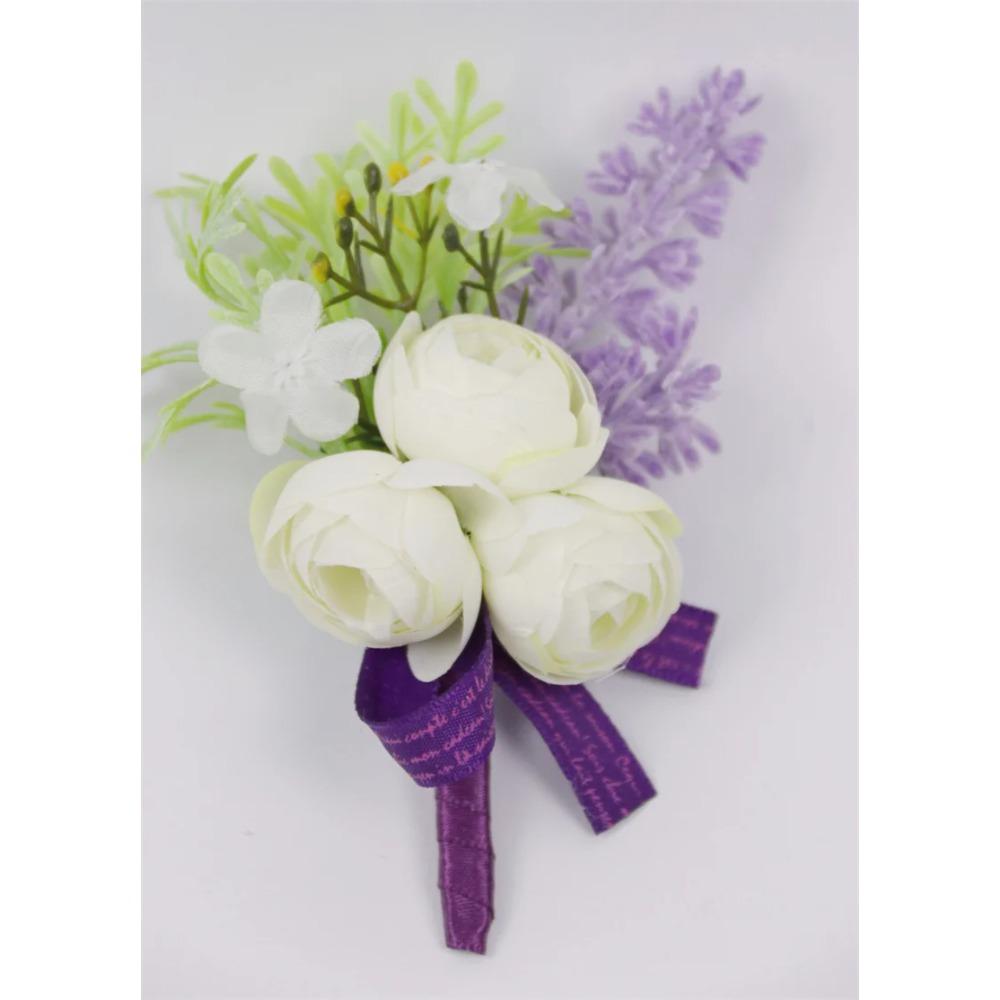 YO CHO Wedding Corsages Flower Groom Boutonniere Purple Silk Rose Man Brooches Wedding Bridesmaids Bracelet Wrist Corsage Flower