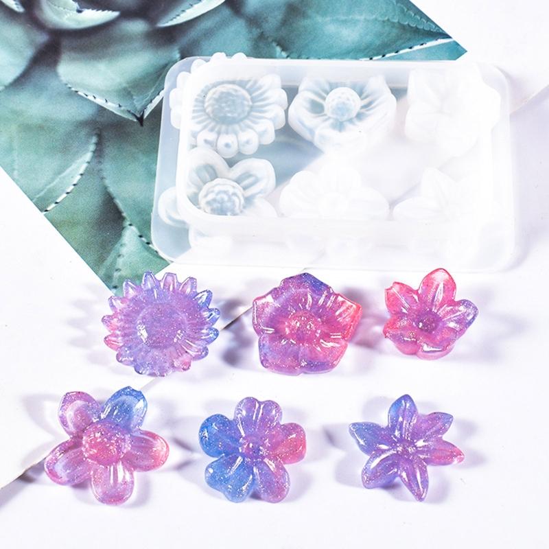 Various Flowers Shape Patch Ornaments Silicone Mold Epoxy Resin Casting Jewelry Tool Making Diy Craft Home Decorations