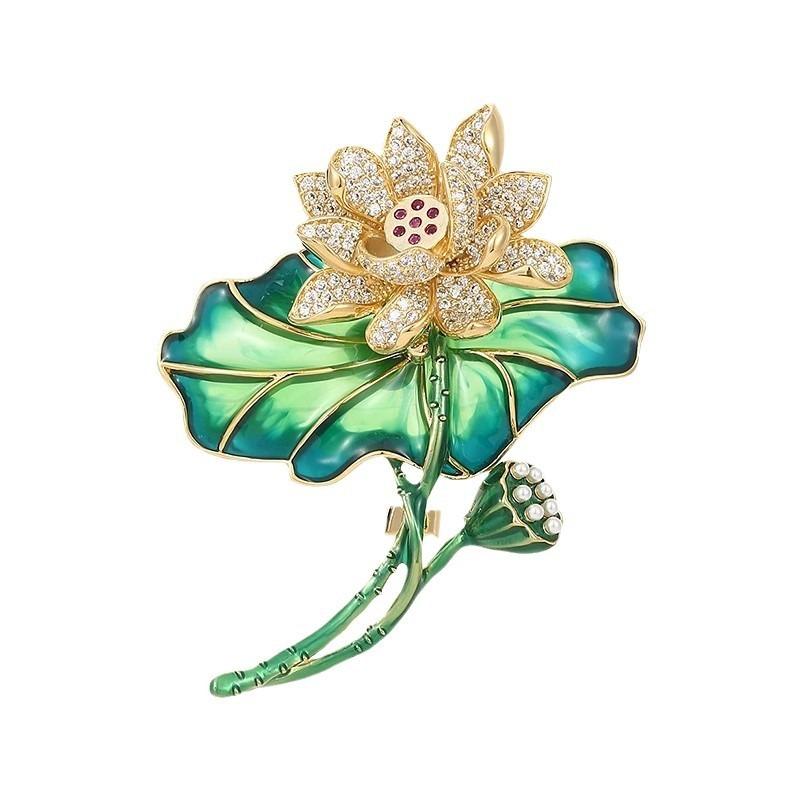Good Luck Lotus Brooch, High-end Women's Exquisite Chinese Style Lotus Brooch, Niche Design Sense Brooch