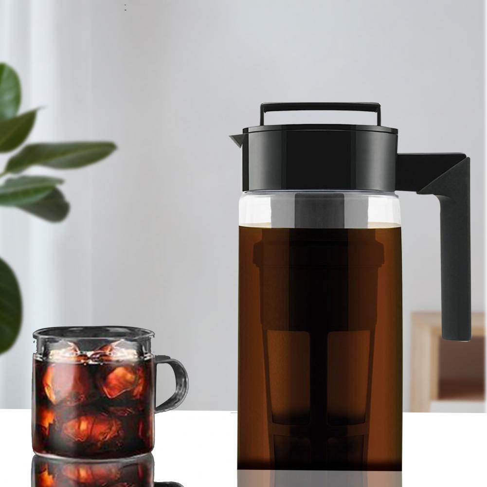 Bouilloire pour cafetière à froid avec poignée de filtre, conception hermétique, résistante aux fuites, pour café glacé et thé