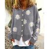 Women S Long Sleeve Knit Cardigan Floral Embroidered Loose Fit Daily Urban Wear