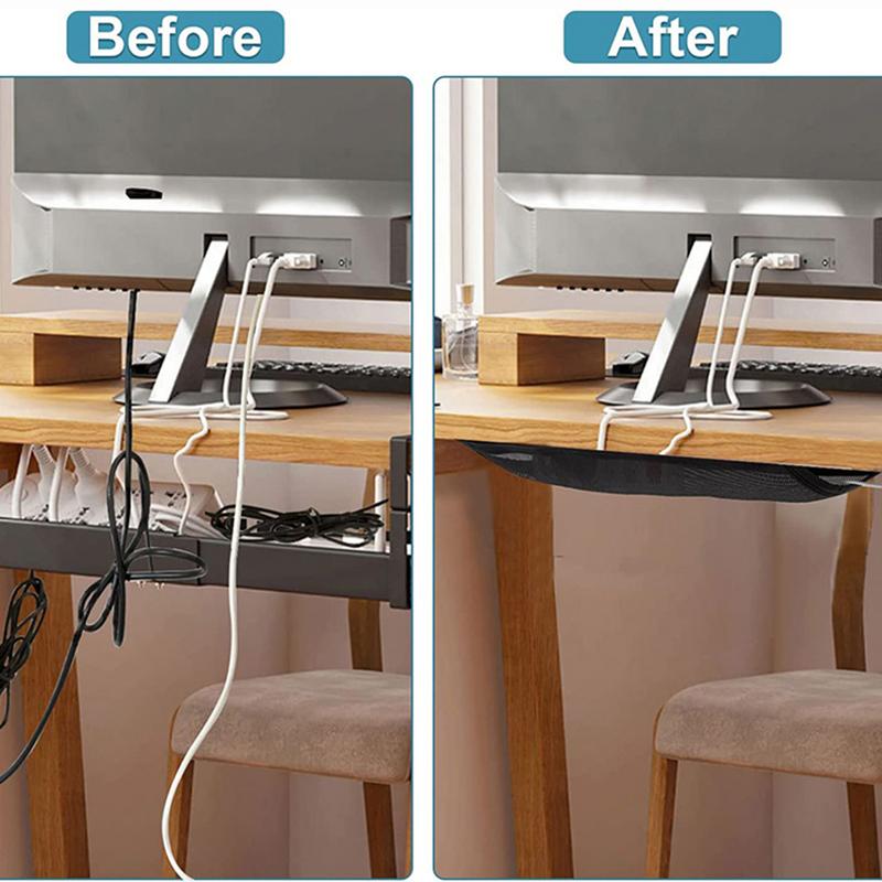 Cable Organizer Holder Under Desk Wire Management Net Large Capacity Flexible Adjustable Under Desk Mesh Wires Plugs Organizer