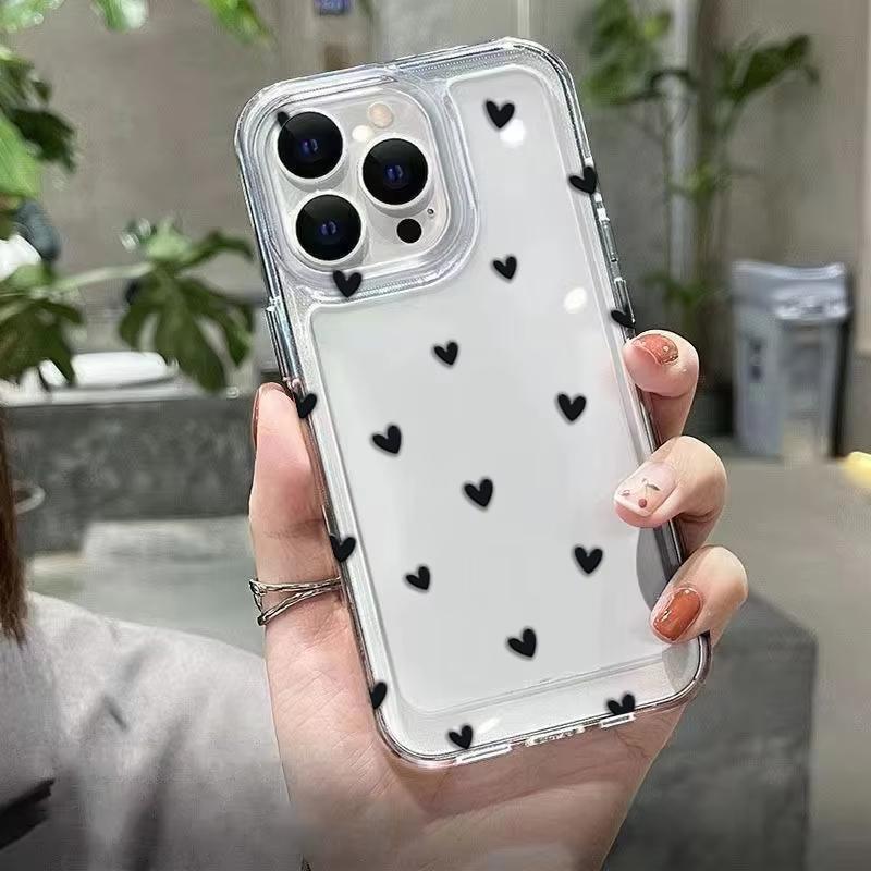 Black Heart Graphic Soft TPU Silicone Transparent Phone Case For iPhone 17 14 13 15 16 Pro Max 16E 12 11 16 Plus 17 Air Cover