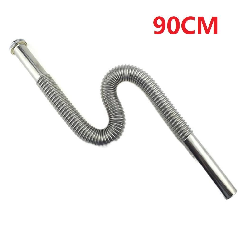 Drain Pipe Flexible Stainless Steel Hose with S Bend for Sink Basin 80 90 100cm