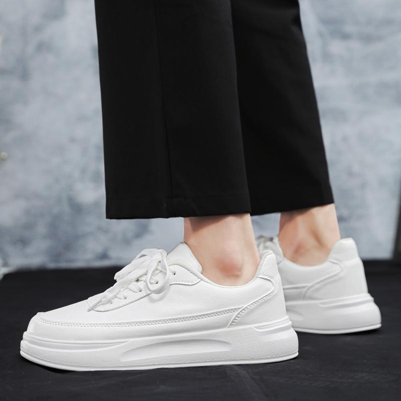 Thick Bottom Leather Fashion Shoes Men 2024 All-match Male Comfortable Outdoor Walking Shoe Hot Sale Luxury Brand Mens Sneakers