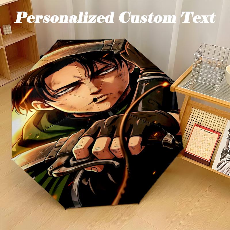 8‑Rib Automatic Umbrella, Attack On Titan Design Foldable Umbrella for Sun Rain Protection Travel