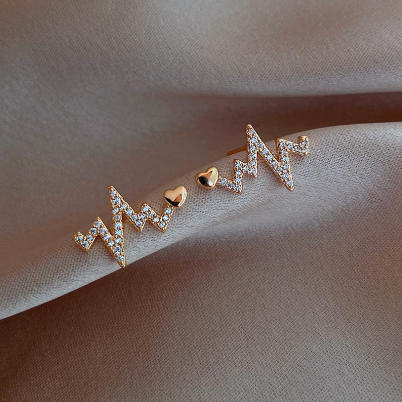 Vintage Rhinestone Heartbeat Earrings Crystal Moon Planet Pearl Zircon Earring Girls Party Birthday Gift Temperament Jewelry